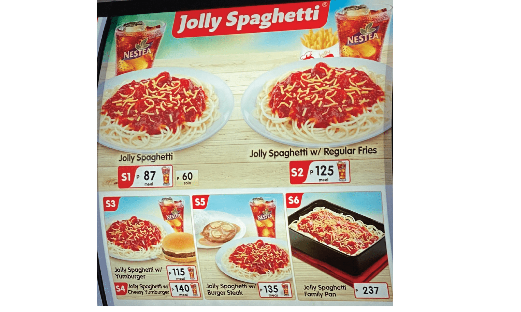 ジョリビーのメニュ2