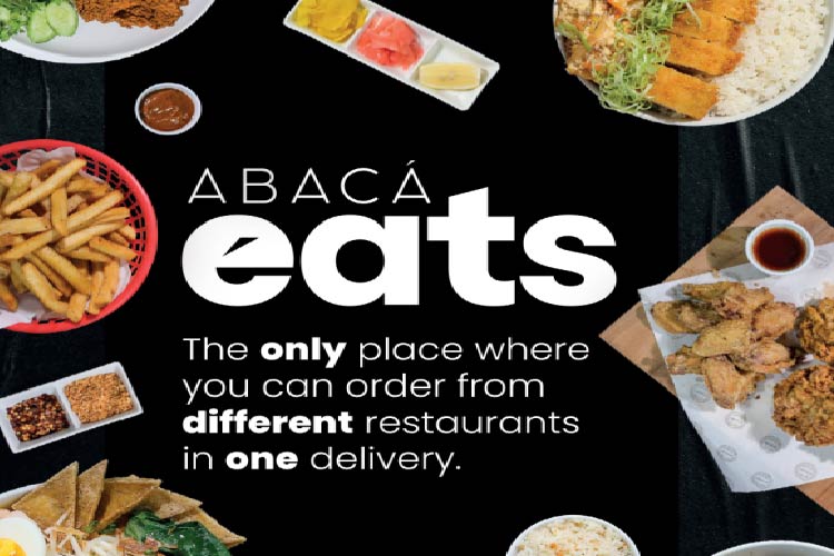 セブ島にしかないアバカグループの写真
各レストランが提供している各国の料理がまわりに並べられ、中央にはアバカイーツの文字が