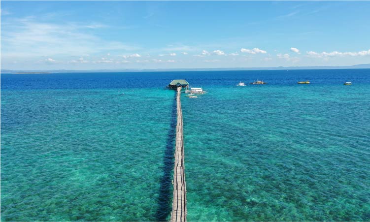 真っ青な海に浮かぶ1本の長い桟橋